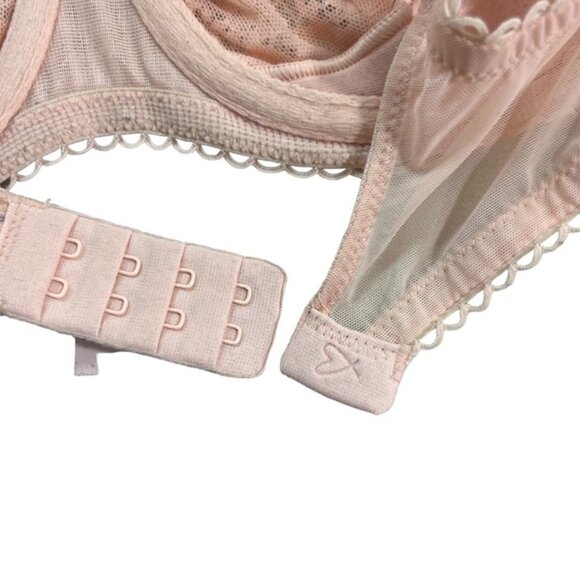 Victoria's Secret Bra 32B peach push up bra lined no padding lace Balconette - Picture 6 of 8